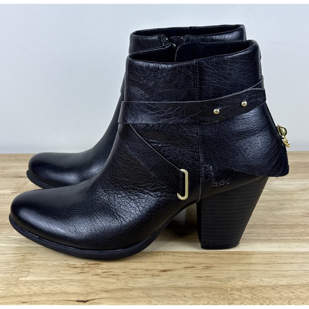 B.O.C Richardson Black Leather Chunky Heel Ankle Booties By Born Women's SZ 9.5M - Picture 3 of 12